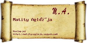 Matity Aglája névjegykártya